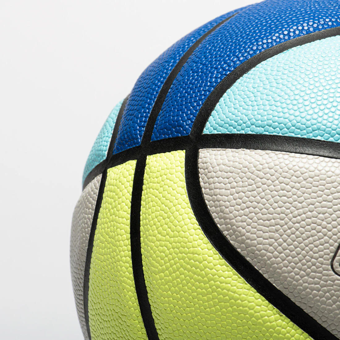 Ballon de basketball taille 5 - BT500 bleu gris jaune - Image 4