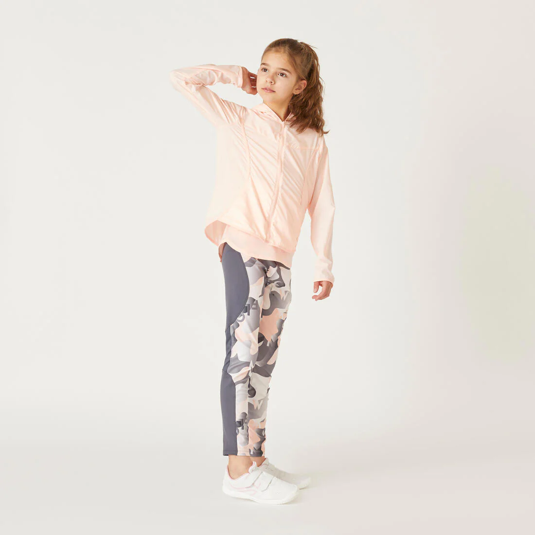 Legging fille synthétique respirant - S500 gris et rose avec imprimé - Image 3