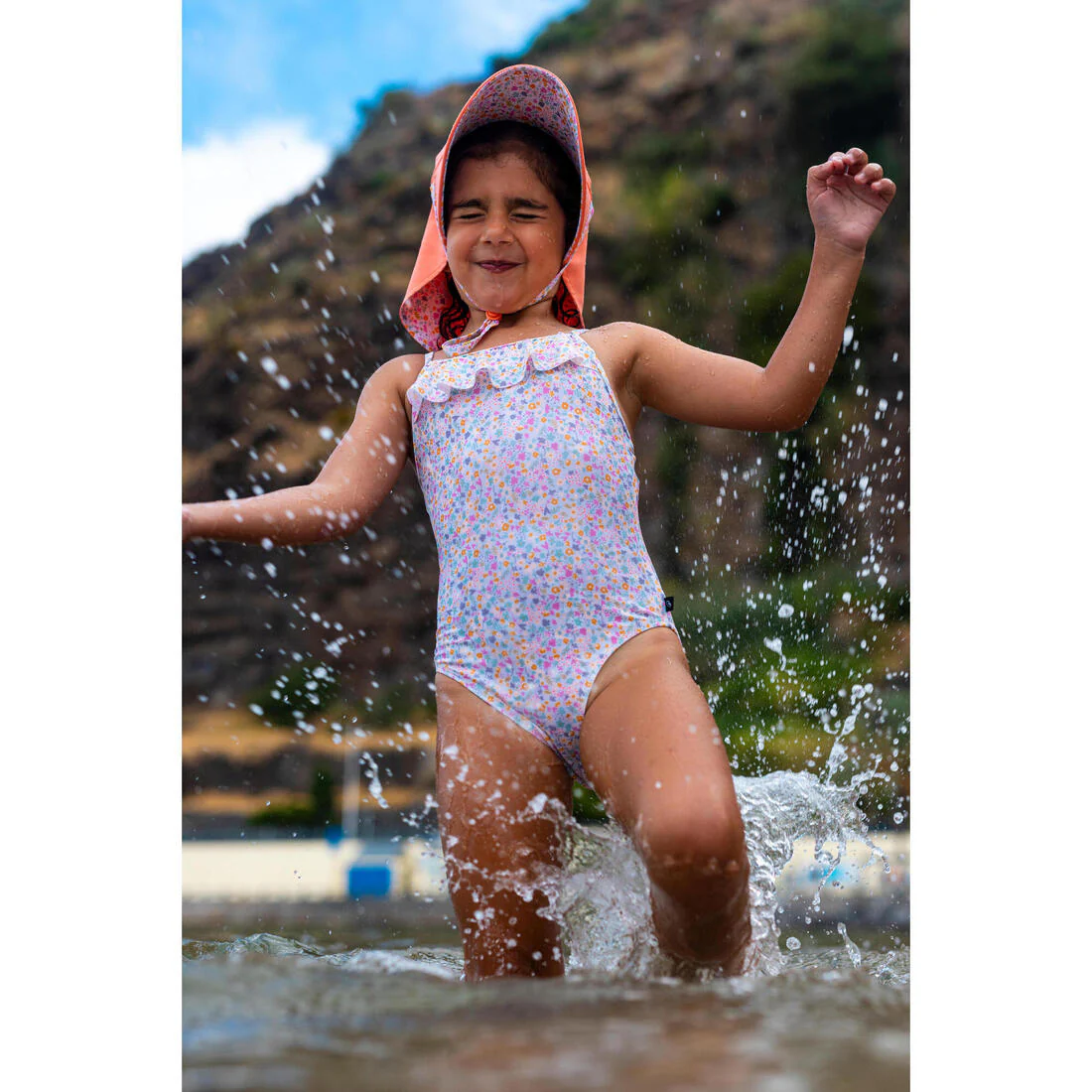 Maillot de bain 1 pièce avec volants Bébé / Fille - blanc rose imprimés fleurs - Image 5