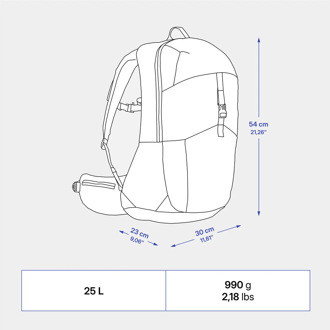 Sac à dos de randonnée ventilé 25L, MH500 khaki - Image 13