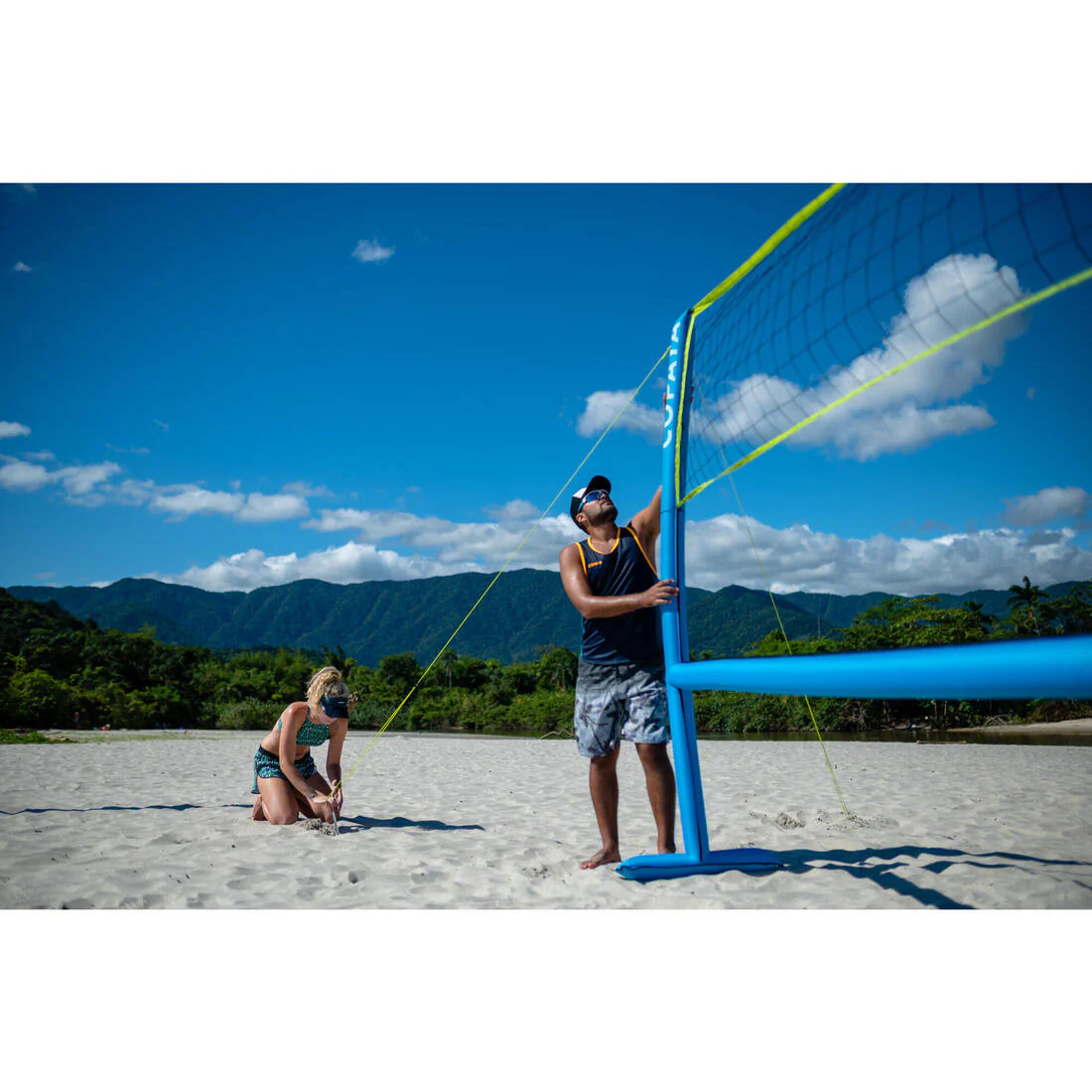 Set (Filet et structure) de Beach volley 500 gonflable bleu - Image 12