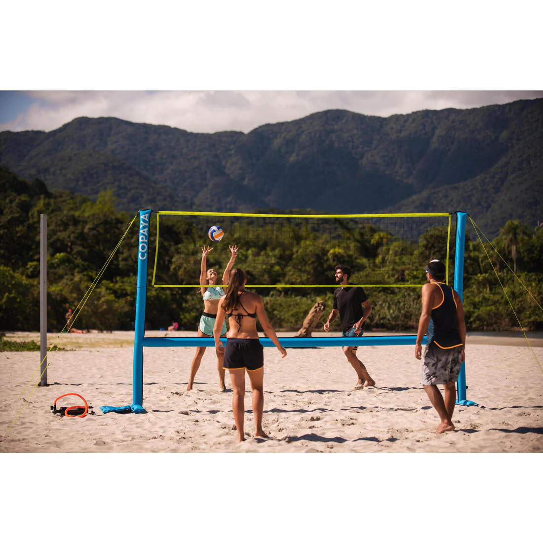 Set (Filet et structure) de Beach volley 500 gonflable bleu - Image 14