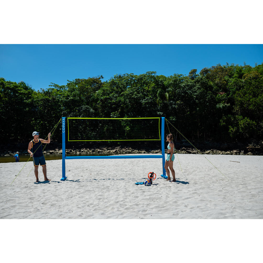 Set (Filet et structure) de Beach volley 500 gonflable bleu - Image 16