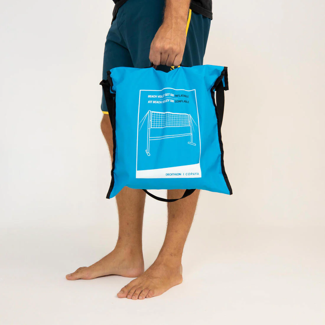 Set (Filet et structure) de Beach volley 500 gonflable bleu - Image 5