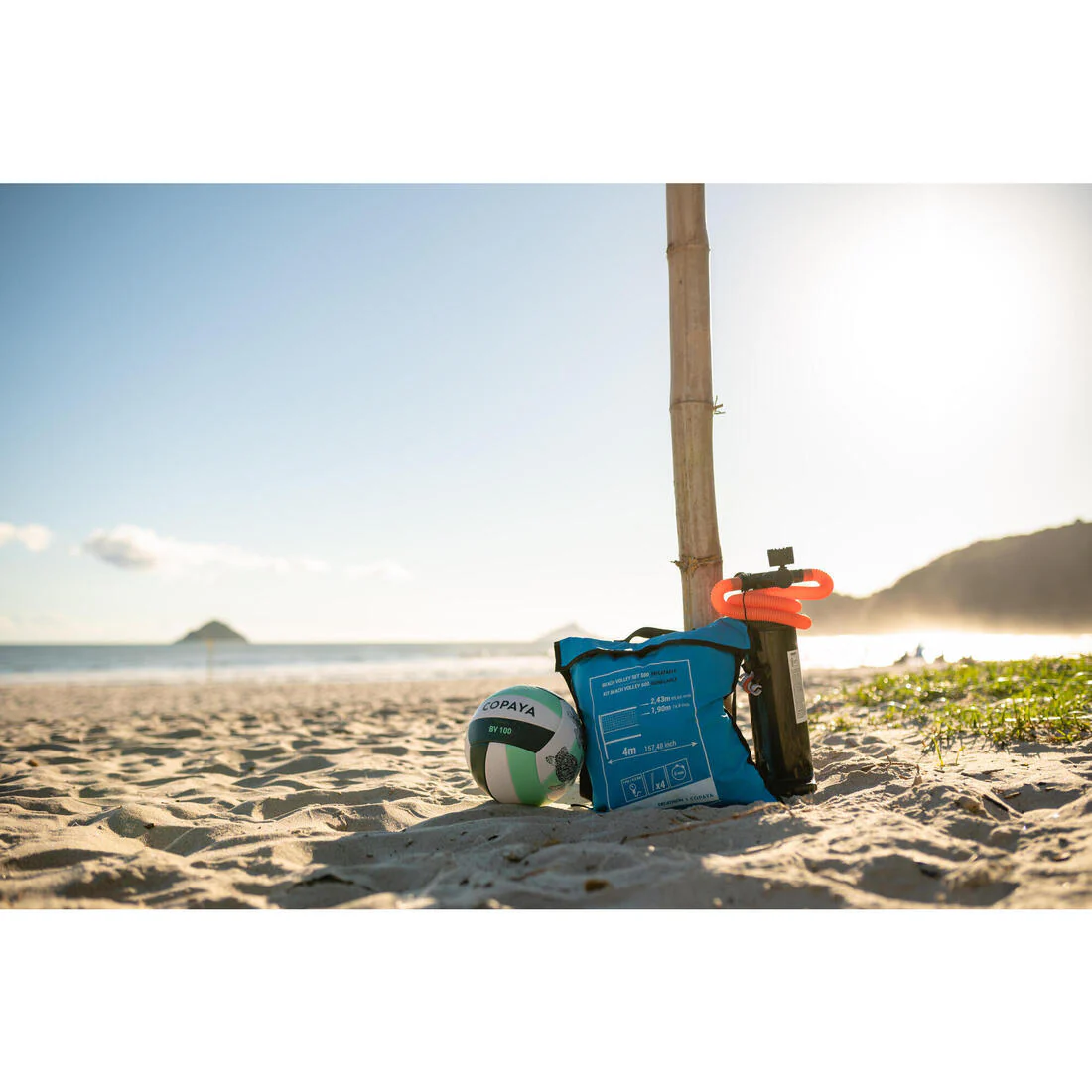 Set (Filet et structure) de Beach volley 500 gonflable bleu - Image 9