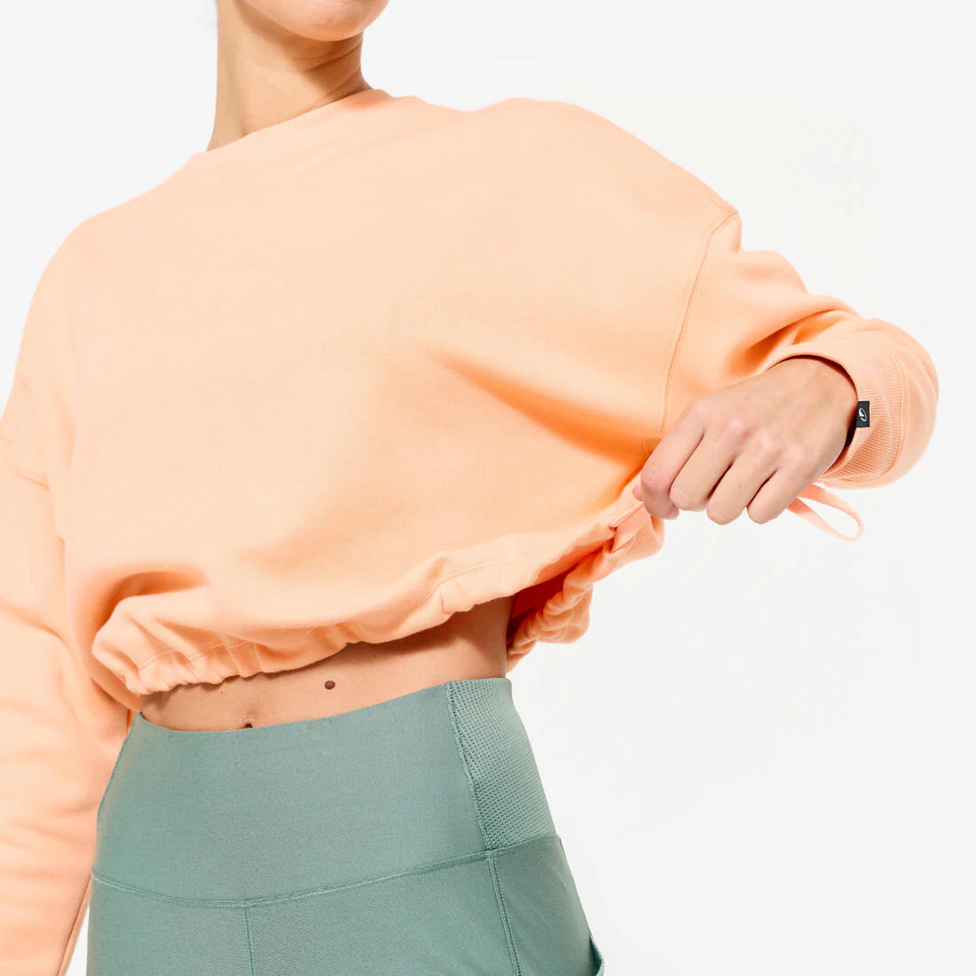 Sweat de fitness crop femme, pêche - Image 3